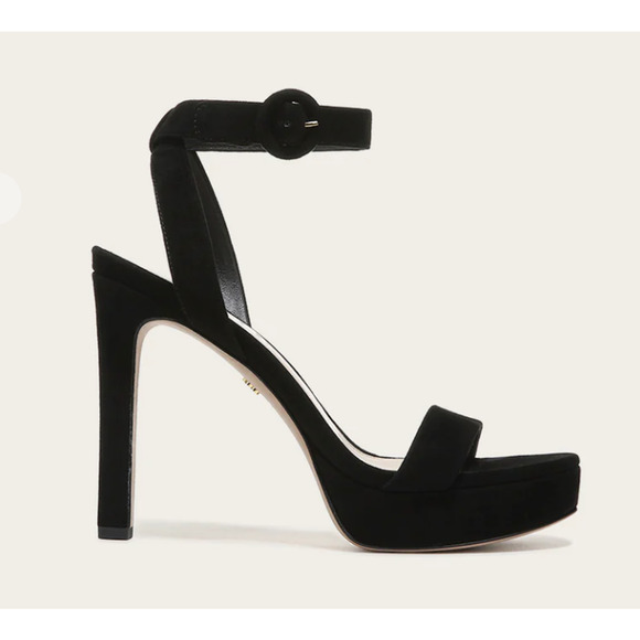 Veronica Beard Darcelle Platform Black Suede Heel Sandal 9 - Picture 2 of 6